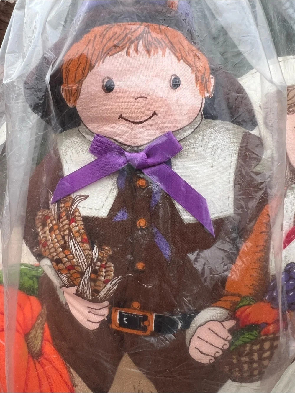 Vintage Thanksgiving Handmade Pilgrim Pumpkin door decor NWT Autumn Halloween
